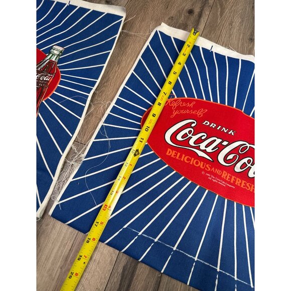 Coca-Cola Vintage Fabric Upholstery Canvas Panels 2-Pack Cotton 18"x18" Blue Red - Picture 2 of 7